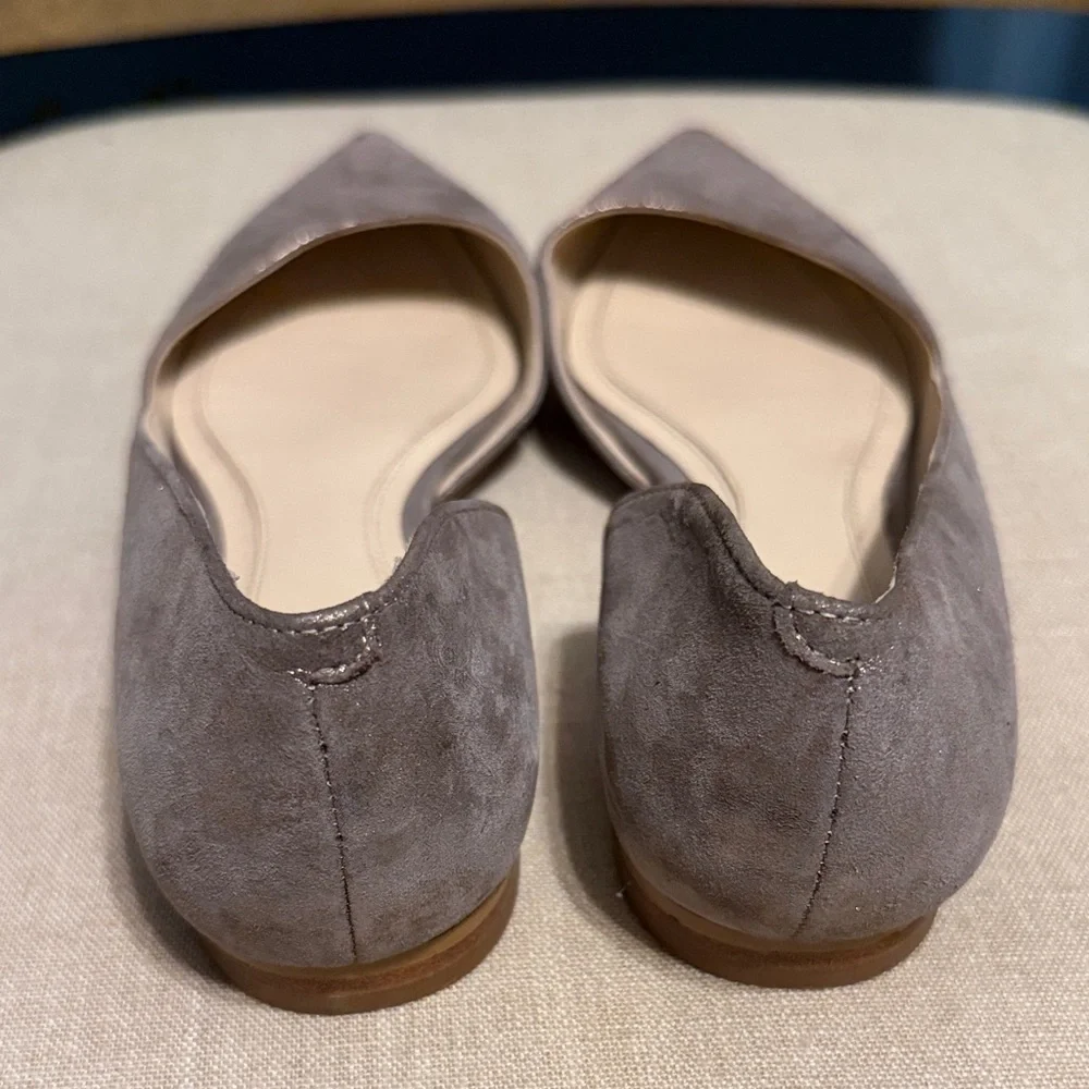 Marc Fisher Metallic Gray and Gold Women's Suede Flats, Size 7.5